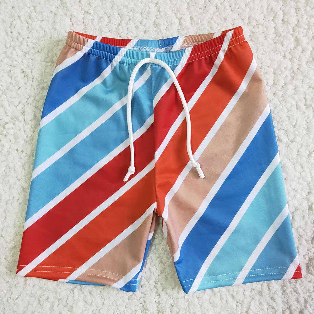 Boys colorful stripe swimsuits trunks