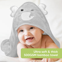 Load image into Gallery viewer, KeaBabies Cuddle Baby Hooded Towel: Elephant
