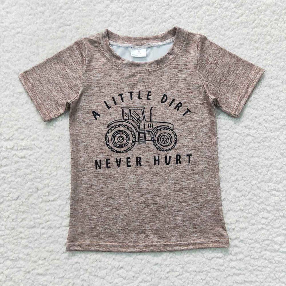 Baby Boys Brown Tractor Short Sleeve Tee Shirts Tops