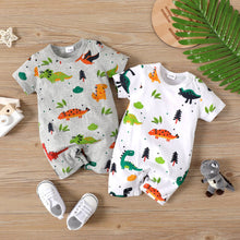 Load image into Gallery viewer, Baby Boy 100% Cotton Allover Dinosaur Short-sleeve Romper
