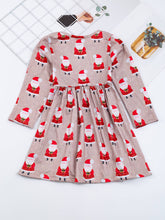 Load image into Gallery viewer, Girls Santa Christmas ruffle twirl Dress: 6-7Y
