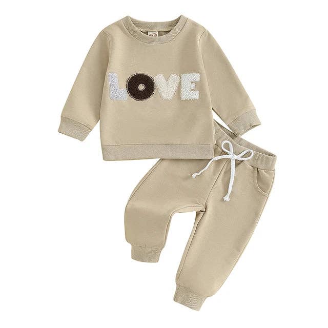 LOVE Chenille Letters Baby/Toddler Loungewear Set