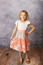 Load image into Gallery viewer, Kids Boho Floral &amp; Rainbow Tiered Spring Easter Summer Dress
