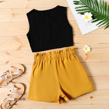 Load image into Gallery viewer, 2pcs Kid Girl Tie Knot Tee and  Paperbag Shorts Set
