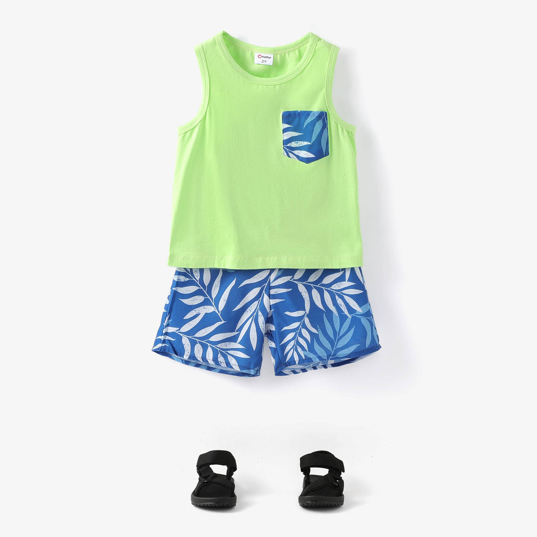 Toddler Boy Tank Top and Tropical Shorts Set