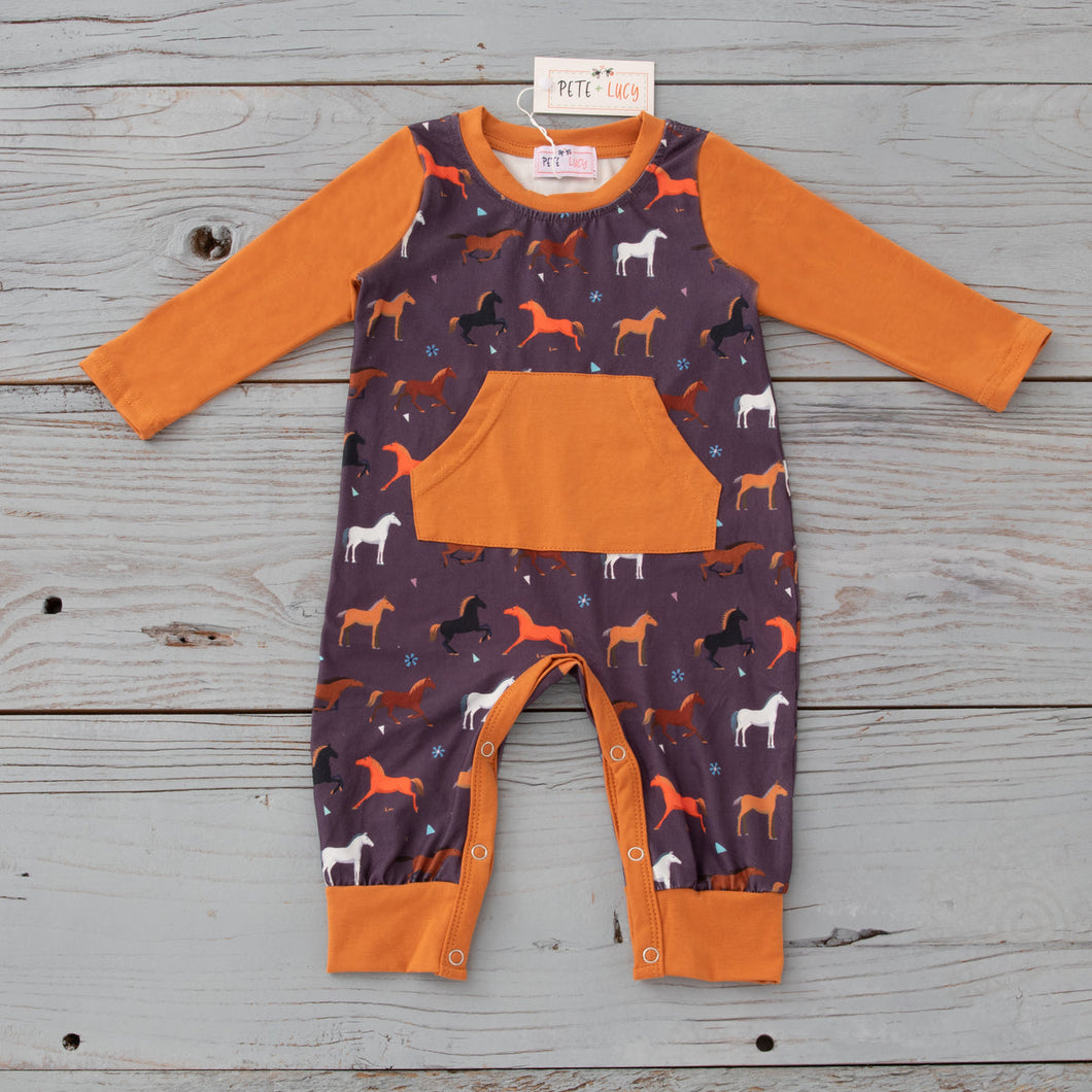 Playing with Horses Boy's Infant Romper