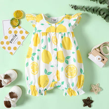 Load image into Gallery viewer, Baby Girl Allover Yellow PlaidLemon Snap Romper

