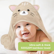 Load image into Gallery viewer, KeaBabies Cuddle Baby Hooded Towel: Cat
