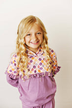 Load image into Gallery viewer, Kids Lavender Ruffle Hooded Sweatshirt Lounge Set

