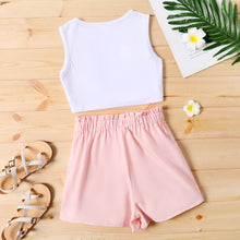 Load image into Gallery viewer, 2pcs Kid Girl Tie Knot Tee and  Paperbag Shorts Set
