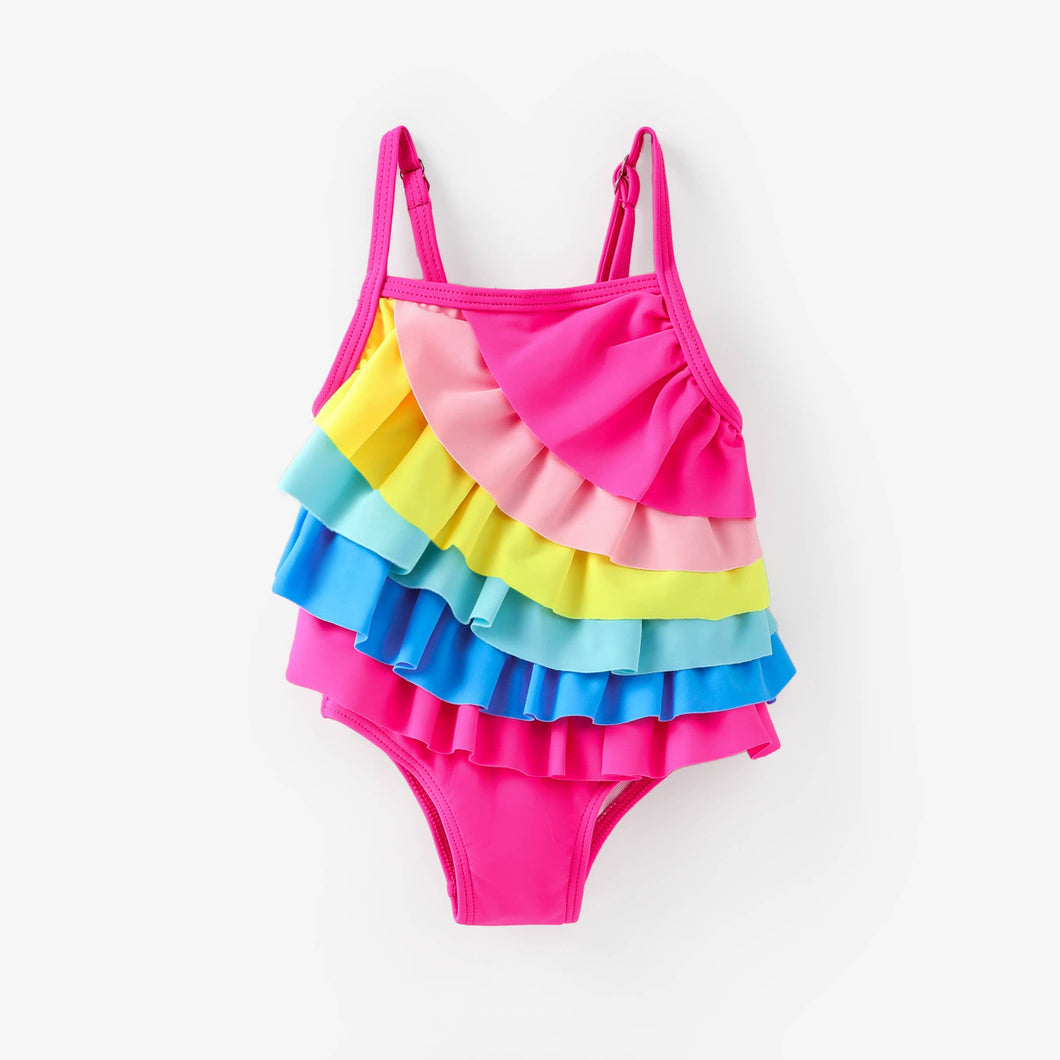 Baby Girl Rainbow Multi-layered Cami One-Piece Swimsuit