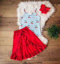 Load image into Gallery viewer, Cherry Open Front Skirt Set
