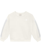 Load image into Gallery viewer, White Sweatshirt with Pearl Accented Sleeves by Milon
