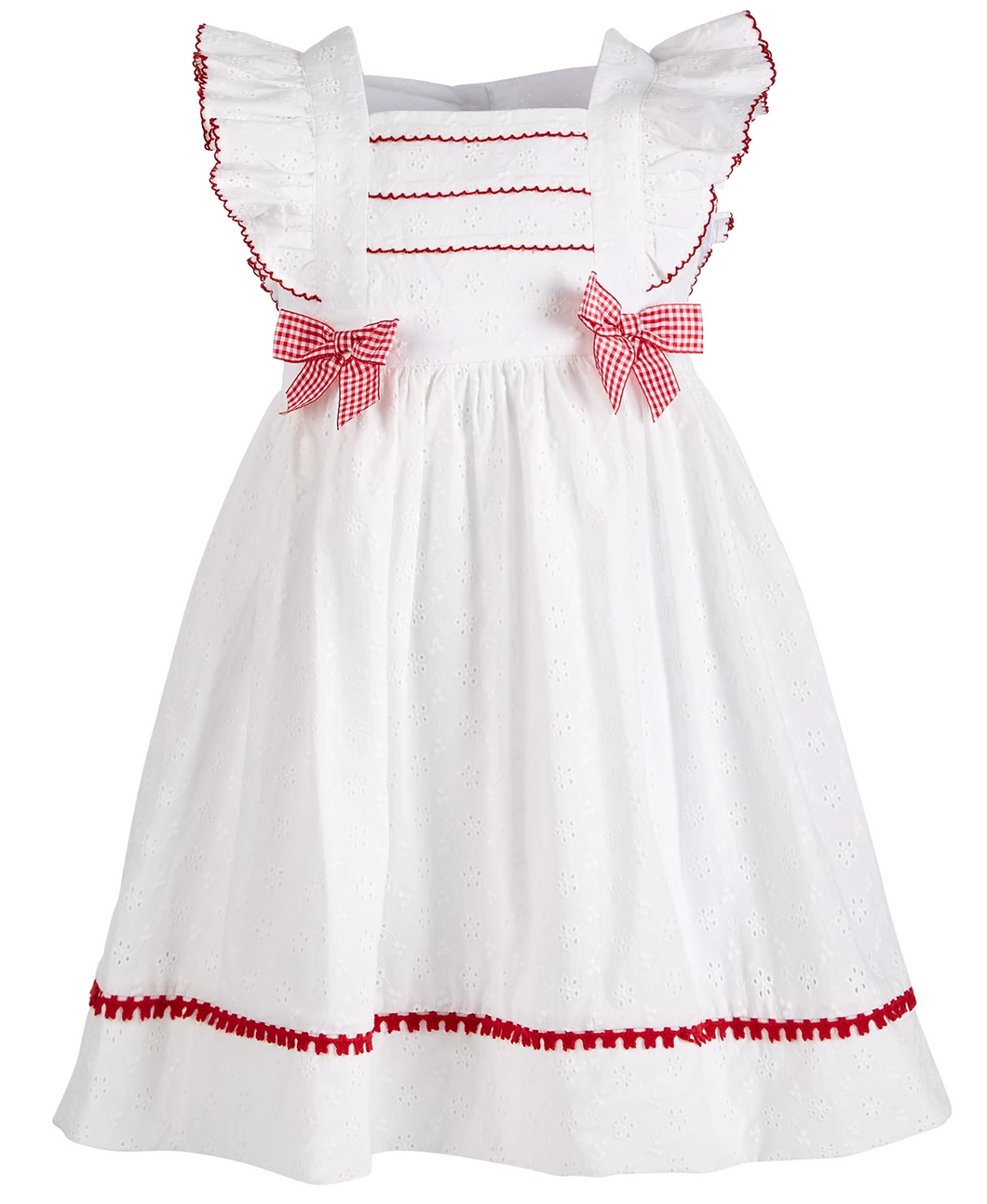 Bonnie Jean Eyelet-Embroidered Pinafore Dress
