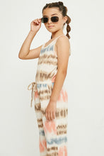 Load image into Gallery viewer, Girl&#39;s Striped Tie Dye Sleeveless Knit Jumpsuit (Coral)

