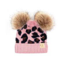 Load image into Gallery viewer, KIDS Leopard Double Pom C.C Beanie
