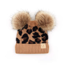 Load image into Gallery viewer, BABY Leopard Double Pom C.C Beanie BABY
