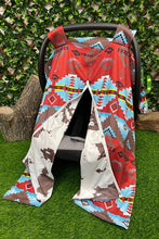 Load image into Gallery viewer, Aztec and Cow Canopy Car Seat Cover
