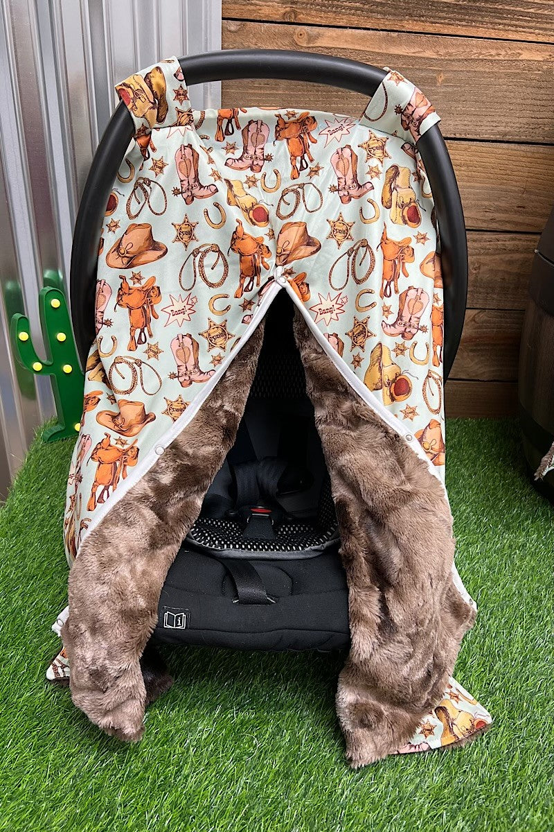 Western Print Canopy Car Seat Cover
