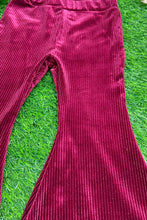 Load image into Gallery viewer, Red Ribbed Velvet Flare Pants
