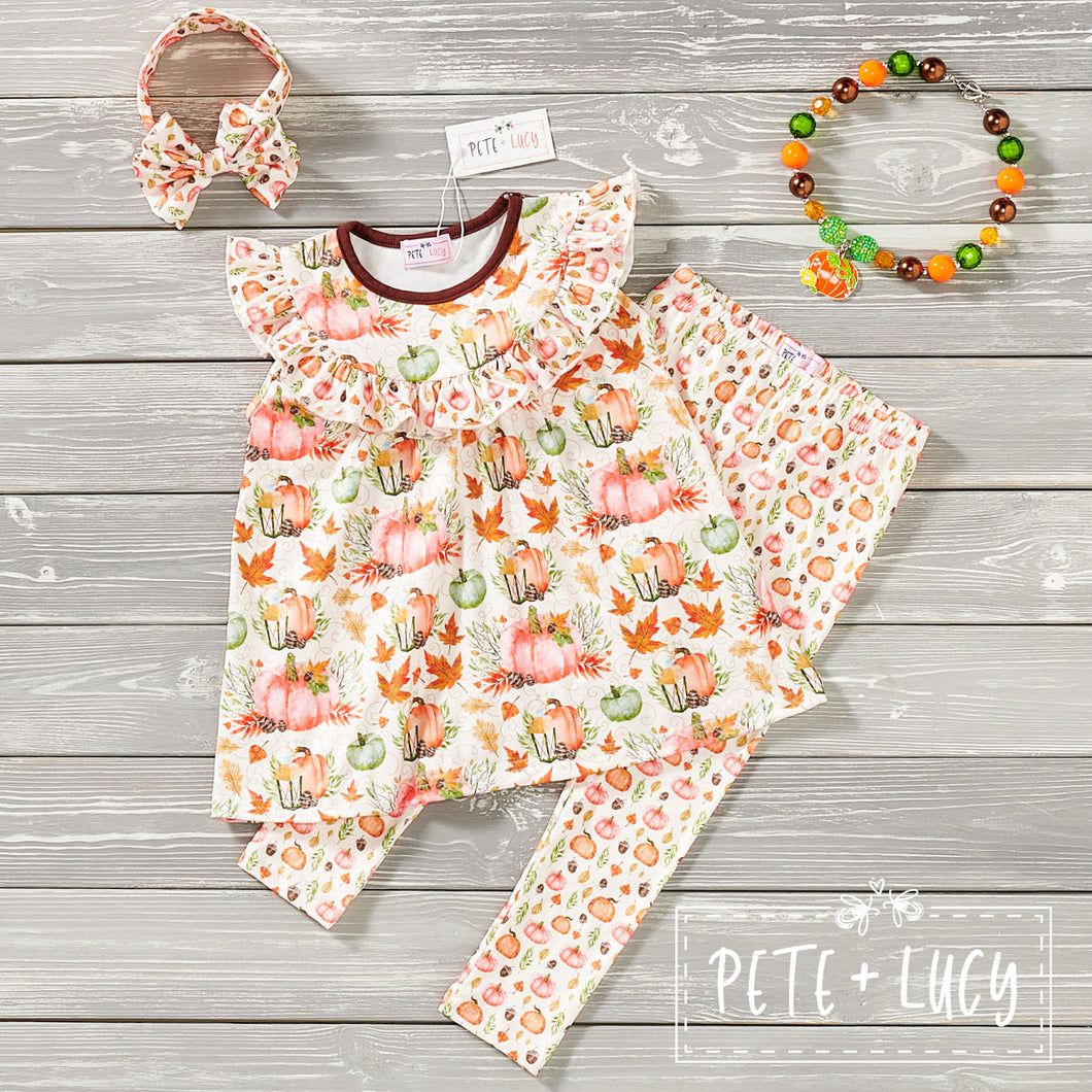 Pumpkin Spice and Everything Nice Two Piece Short Sleeve Pants Set