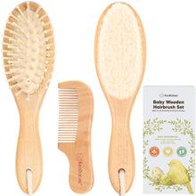 Load image into Gallery viewer, KeaBabies Baby Hair Brush and Comb Set: Walnut
