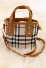 Load image into Gallery viewer, PLAID PRINTED MINI TOTE BAG WITH LATTE TRIM. BBG40033 M
