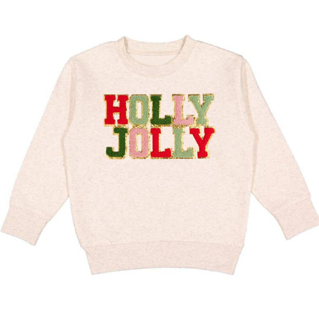Holly Jolly Patch Christmas Sweatshirt - Kids Holiday: 5/6Y