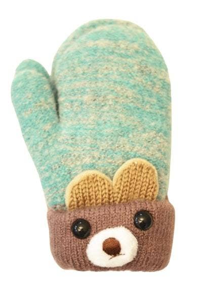 Teal Sierra Mouse Soft Knit Mittens for Baby or Toddler