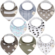 Load image into Gallery viewer, 8-pack Baby Bandana Bibs: Grayscape
