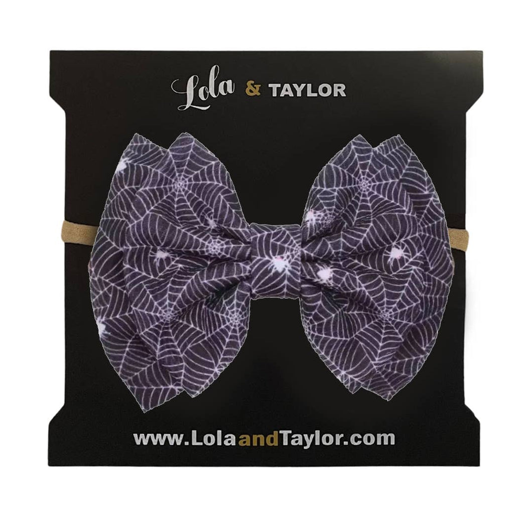 Black Cobwebs Lola & Taylor Large Bow Headband