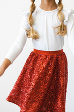 Load image into Gallery viewer, Red Sequin Twirl Skirt by Mila &amp; Rose
