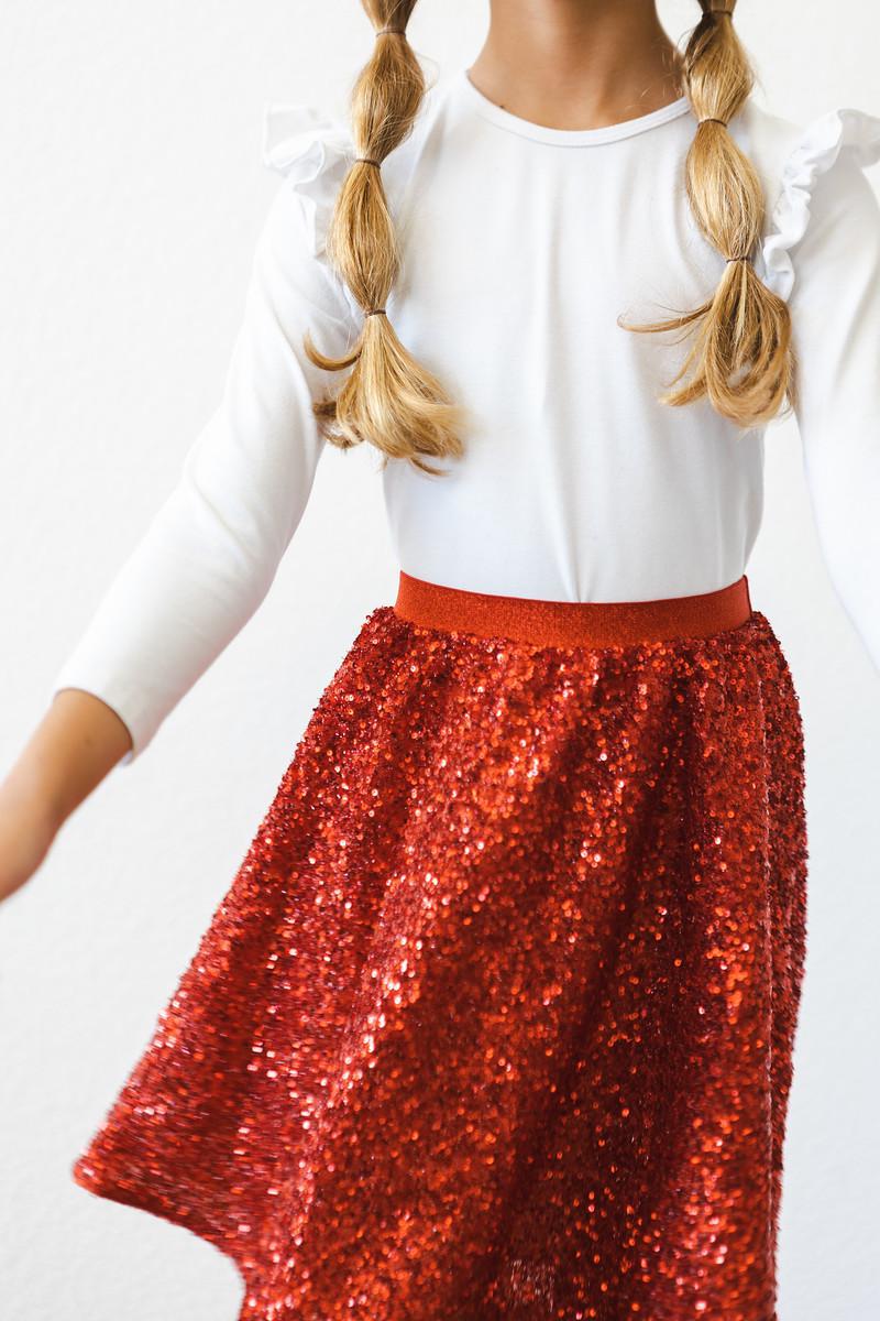 Red Sequin Twirl Skirt by Mila & Rose