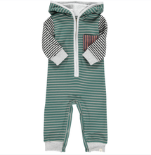 Load image into Gallery viewer, Blaine Green Striped Hooded Romper by Me &amp; Henry
