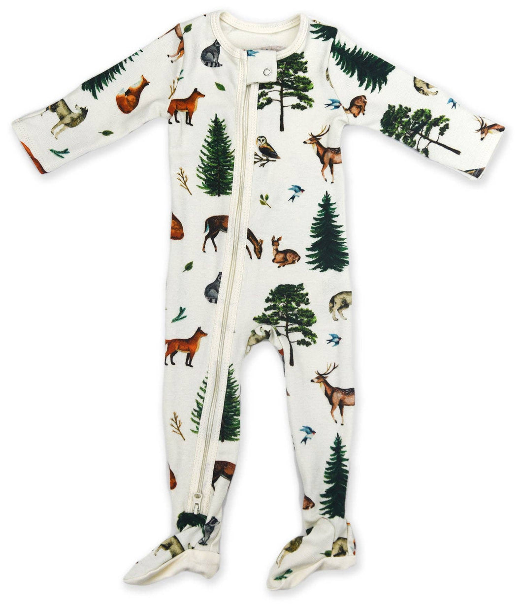 Cedar Footed Organic Cotton 2-Way Zip Baby Pajamas