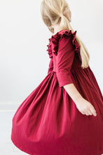 Load image into Gallery viewer, Burgundy Ruffle Twirl dress
