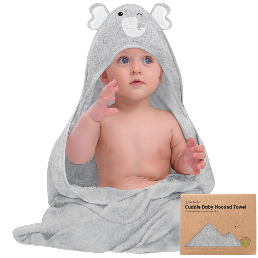 KeaBabies Cuddle Baby Hooded Towel: Elephant