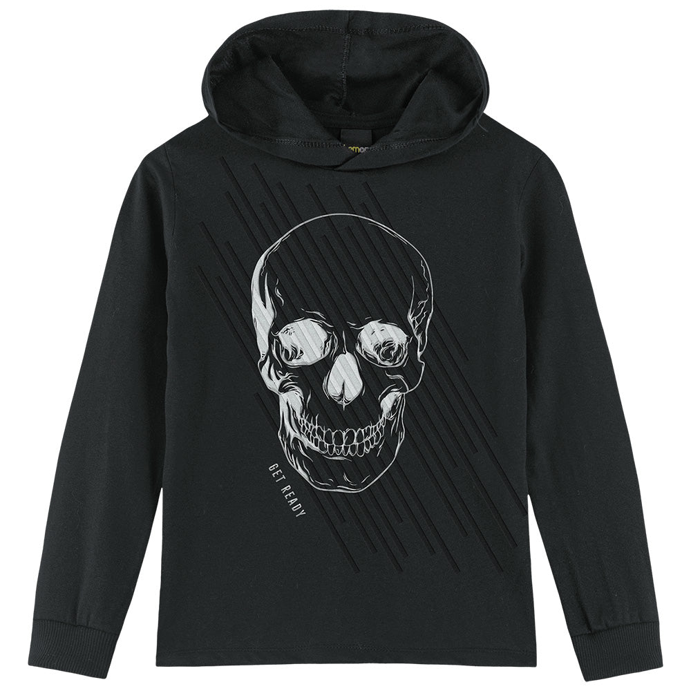 Hooded Long Sleeve Skull T-Shirt by Lemon Kids
