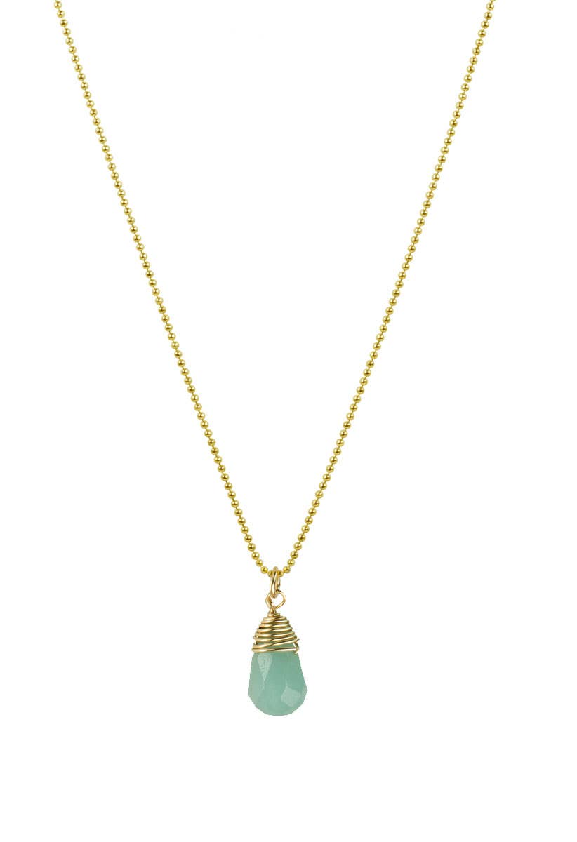 Dainty Pendant Necklace - Wrapped gem