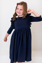 Load image into Gallery viewer, Navy Ruffle Twirl Dress by Mila &amp; Rose
