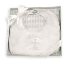 Load image into Gallery viewer, Bearington Baby Blessings Boy&#39;s Christening and Baptism Bib in Gift Box
