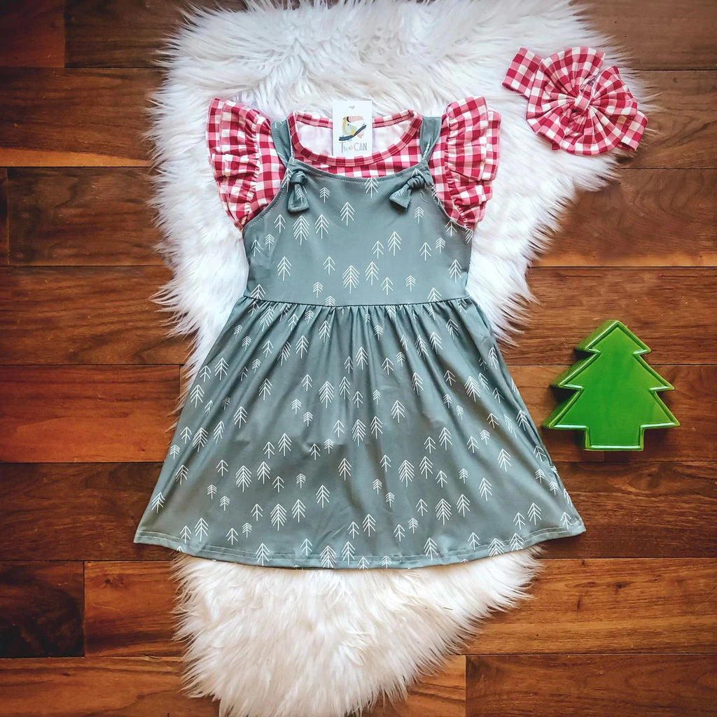 Country Christmas Short Sleeve Jumper Dress