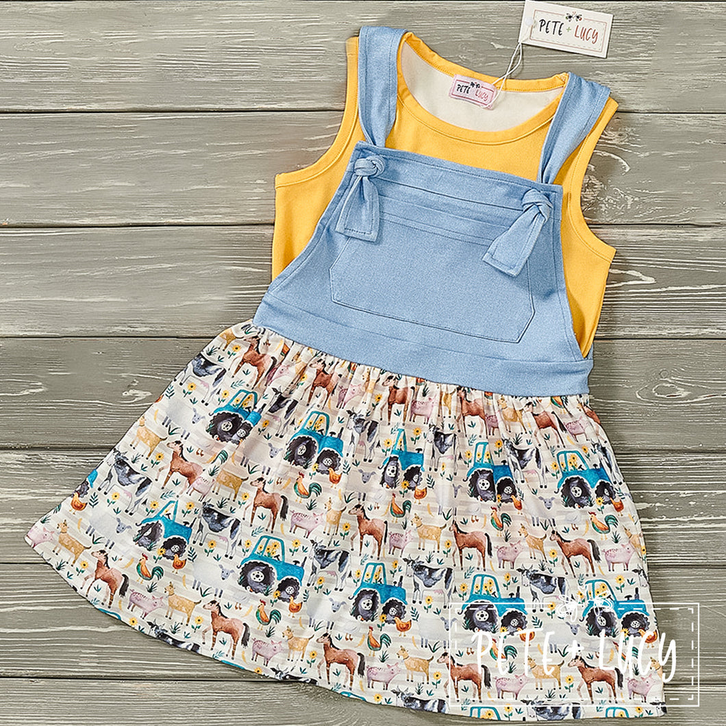 Down on the Farm Overall Dress Set