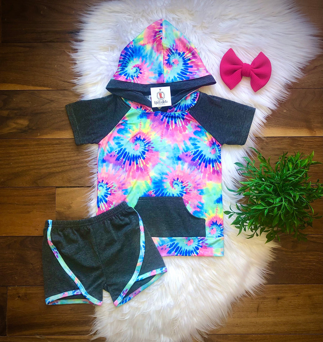 Bright Tie Dye Shorts Set by Wellie Kate