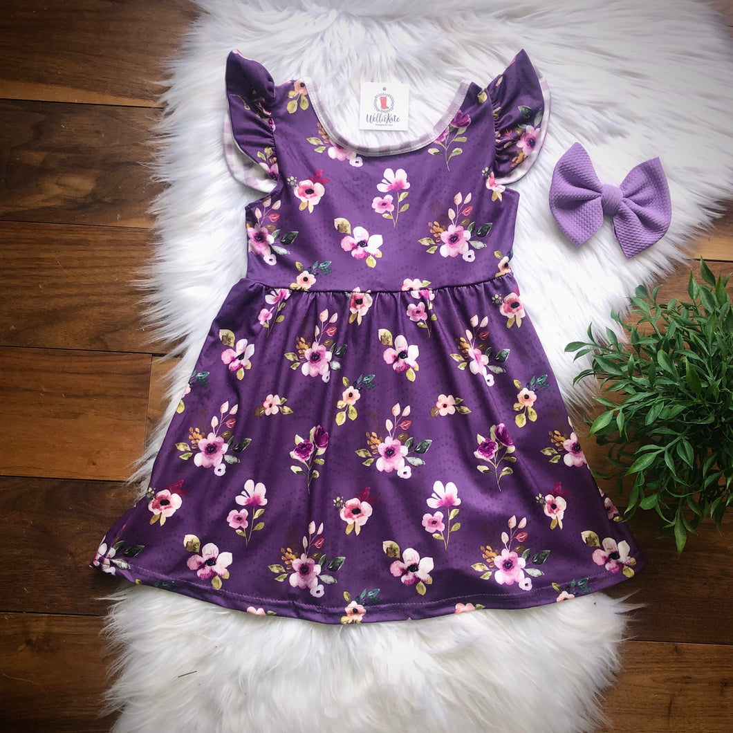 Gingham and Plum Bow Back Dress