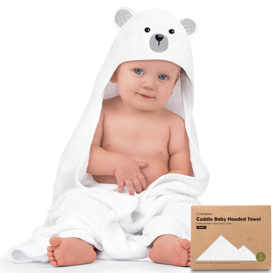 KeaBabies Cuddle Baby Hooded Towel: Polar