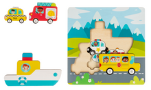 Load image into Gallery viewer, Wooden Transportation Layered Puzzle by Baby Ganz
