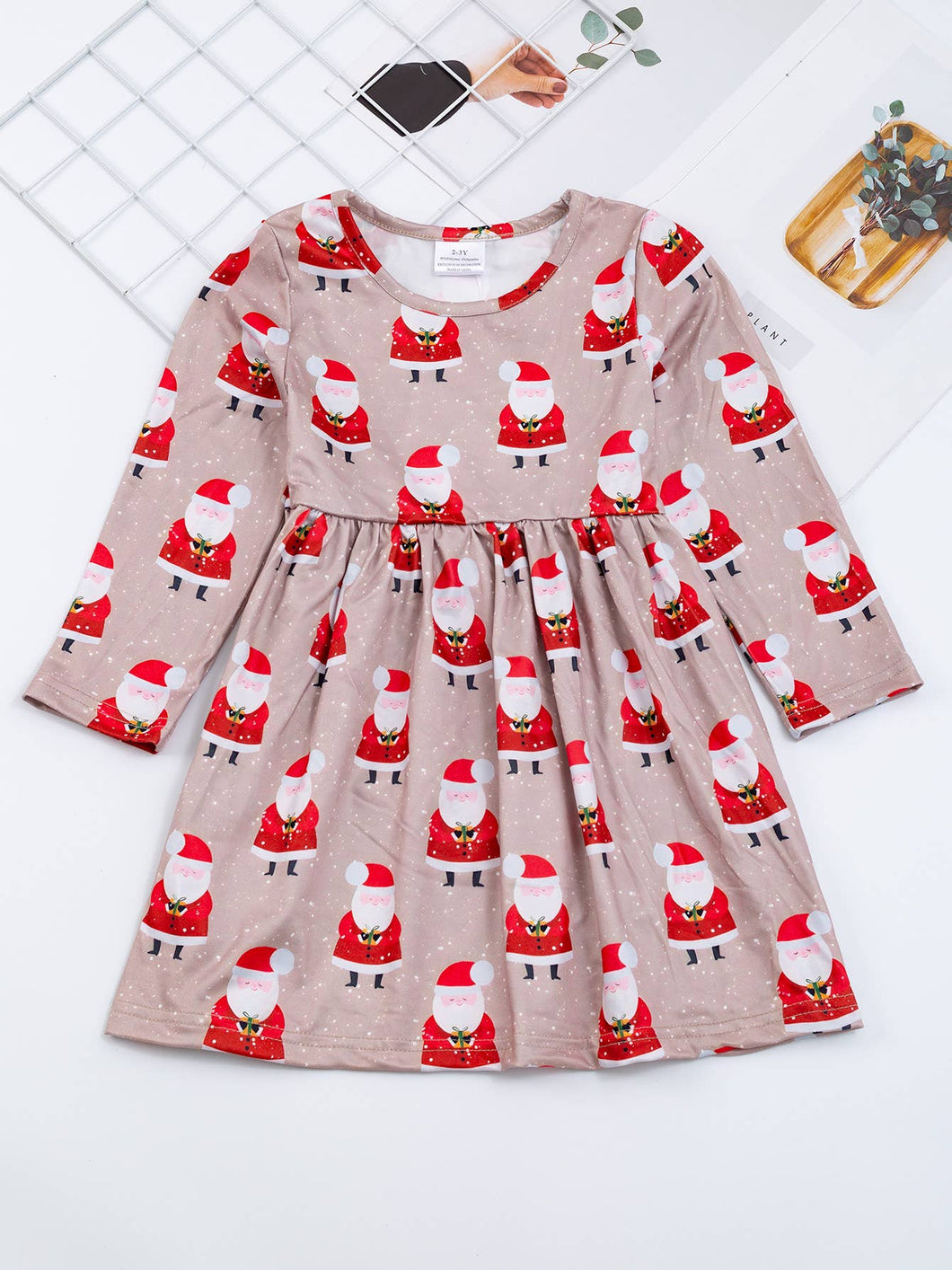Girl Santa Christmas ruffle twirl Dress: 1-2Y