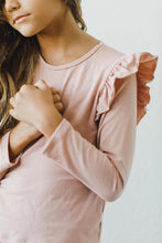 Load image into Gallery viewer, Vintage Pink Long Sleeve Ruffle Tee by Mila &amp; Rose
