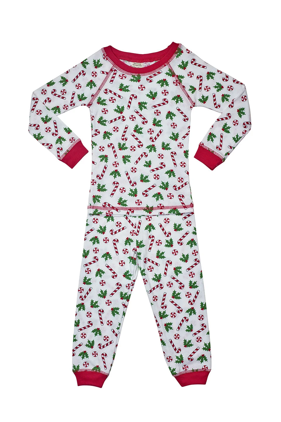 Long Sleeve Candy Cane Pajamas - Organic Children's Pajamas